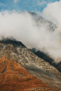 Scenic view of mountains against cloudy sky