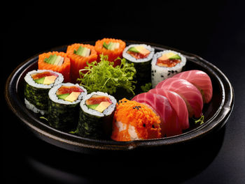 Close-up of sushi in plate