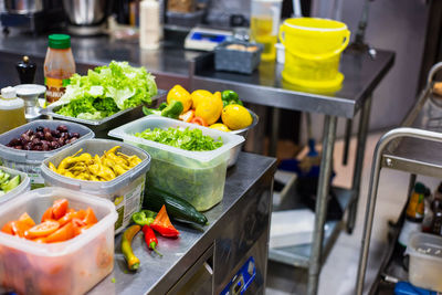 Fruits and vegetables in kitchen