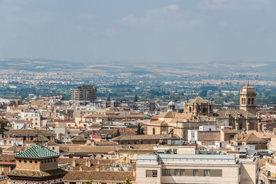 High angle view of townscape against sky