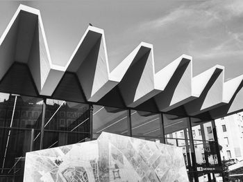 Low angle view of modern building against sky