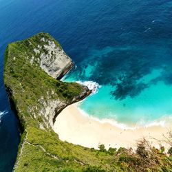 High angle view of rocks on beach