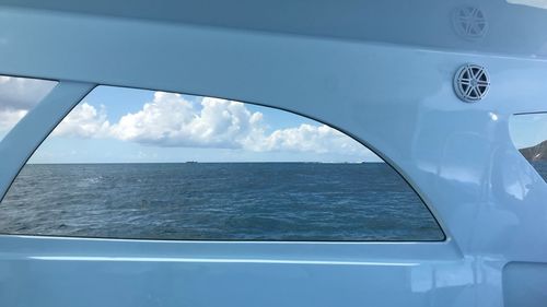 Scenic view of sea seen through window