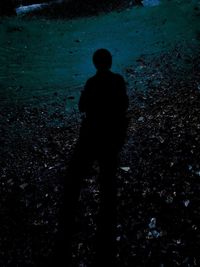 Silhouette man standing at beach