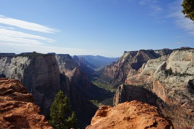 Scenic view of rocky mountains against sky