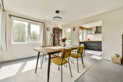 Empty chairs and table at home