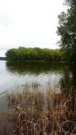 Scenic view of lake against sky