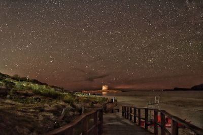 Scenic view of sea against sky at night