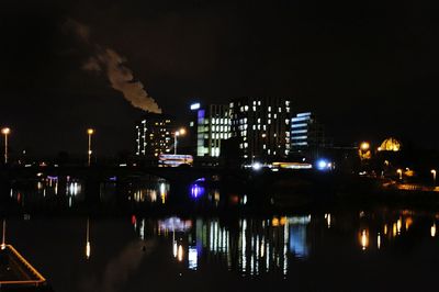 Illuminated city at night