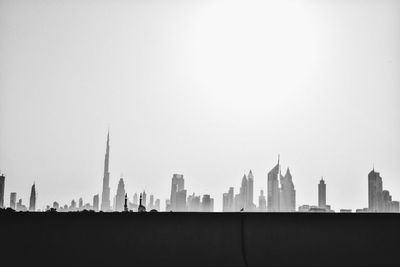 Panoramic view of city skyline against clear sky