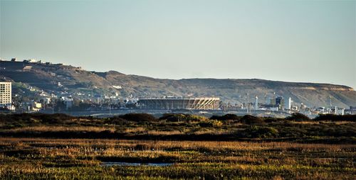 Scenic view of landscape against clear sky