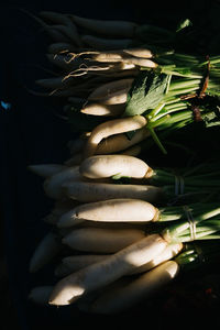 High angle view of radish for sale in market