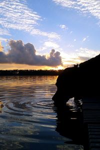 Scenic view of river at sunset