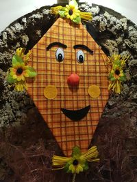 High angle view of sunflowers on table