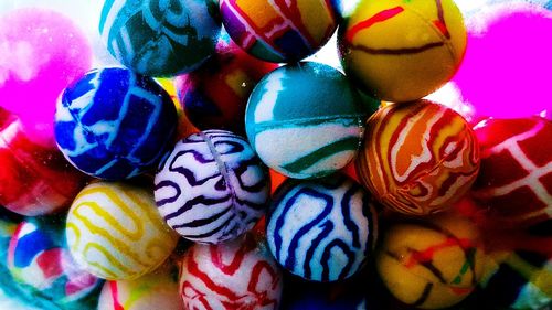 Close-up of multi colored easter eggs