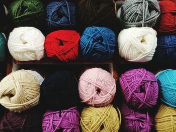 Full frame shot of colorful woolen balls