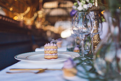 Close-up of cake on table