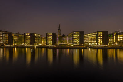 Office buildings in copenhagen with a church behind