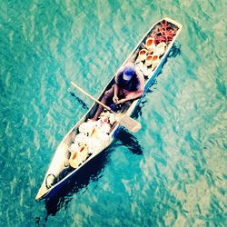 High angle view of boat in swimming pool