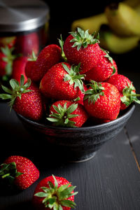 Close-up of strawberries on table