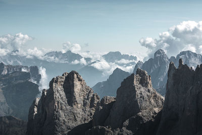 Panoramic view of rocky mountains against sky