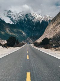 Road amidst mountains against sky