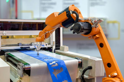Close-up of machine part in factory
