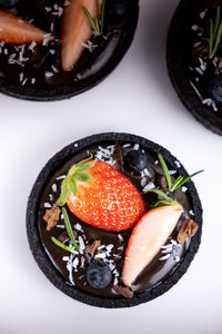 High angle view of fruits in bowl