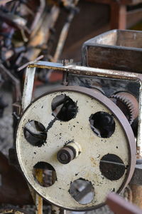 Close-up of rusty machine part