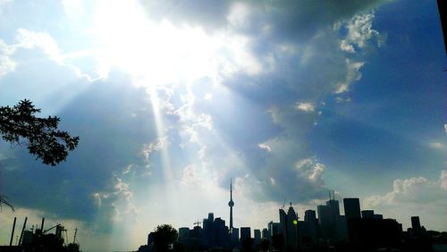 Low angle view of modern buildings against sky