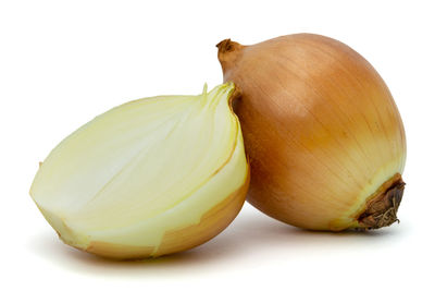 Close-up of lemon against white background