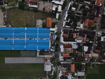 High angle view of buildings in city