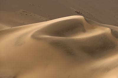 High angle view of sand dunes in desert