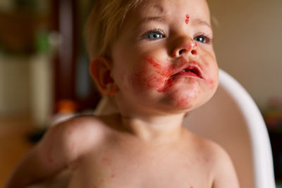 Portrait of shirtless boy