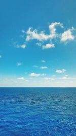 Scenic view of sea against blue sky