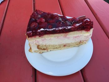 Close-up of dessert in plate on table