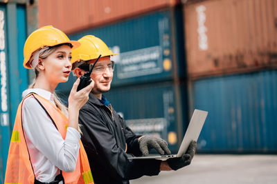 Woman working with mobile phone