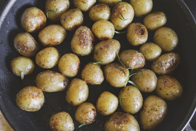 High angle view of potatoes in container