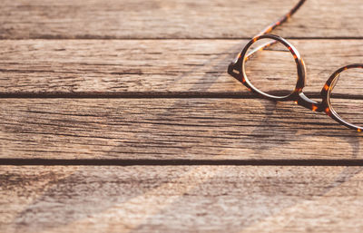 High angle view of eyeglasses on table