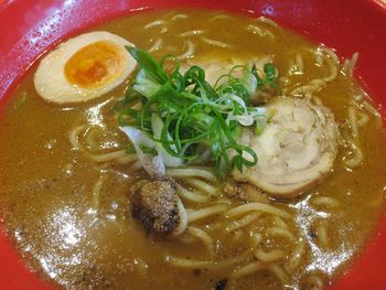 Close-up of soup served in bowl