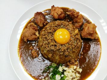 Close-up of food served in plate