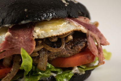 Close-up of burger in plate