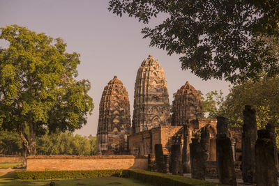 Panoramic view of old temple building against sky