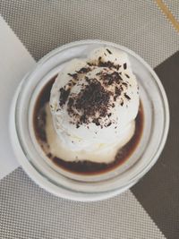 High angle view of coffee on table