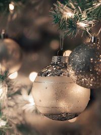 Close-up of illuminated christmas tree