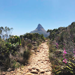 Scenic view of mountains against clear sky