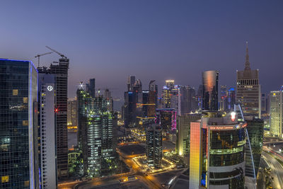 Beautiful sunset aerial view of west bay doha city