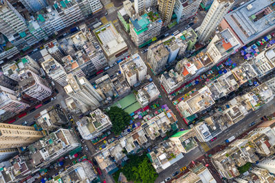 Aerial view of modern buildings in city