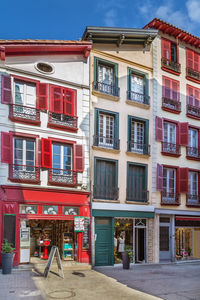 Street with historical houses in bayonne city center, france