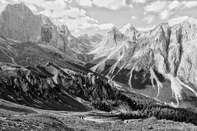 Panoramic view of snowcapped mountains against sky